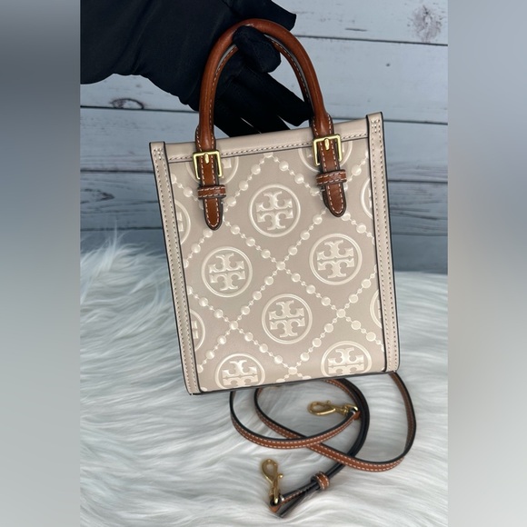 Tory Burch Mini T Monogram Tote – Beige/Ivory – Excellent Condition - Picture 4 of 9